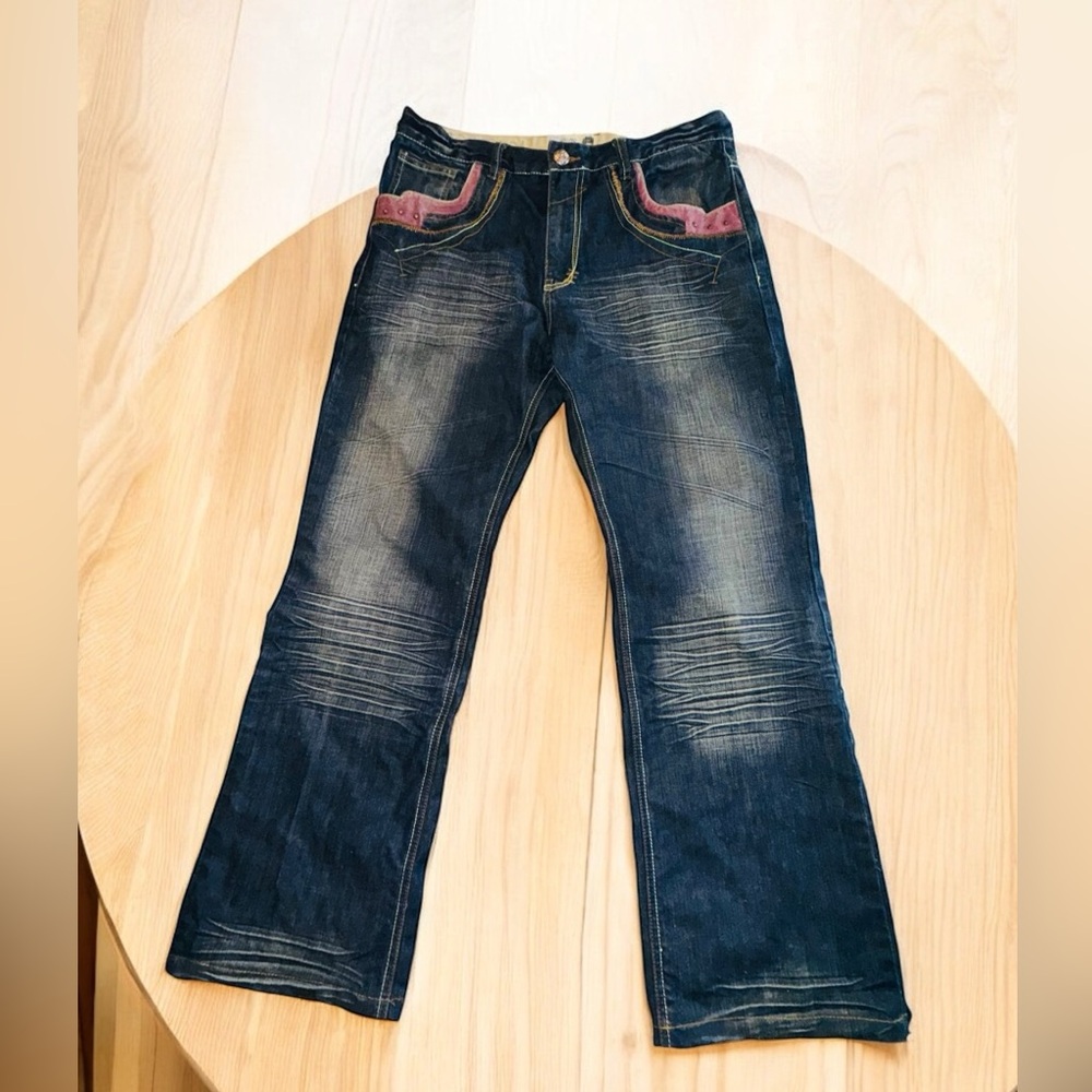 Jean Rare Western Angelino Denim Embroidered Full Art Size 36x34 Length EUC